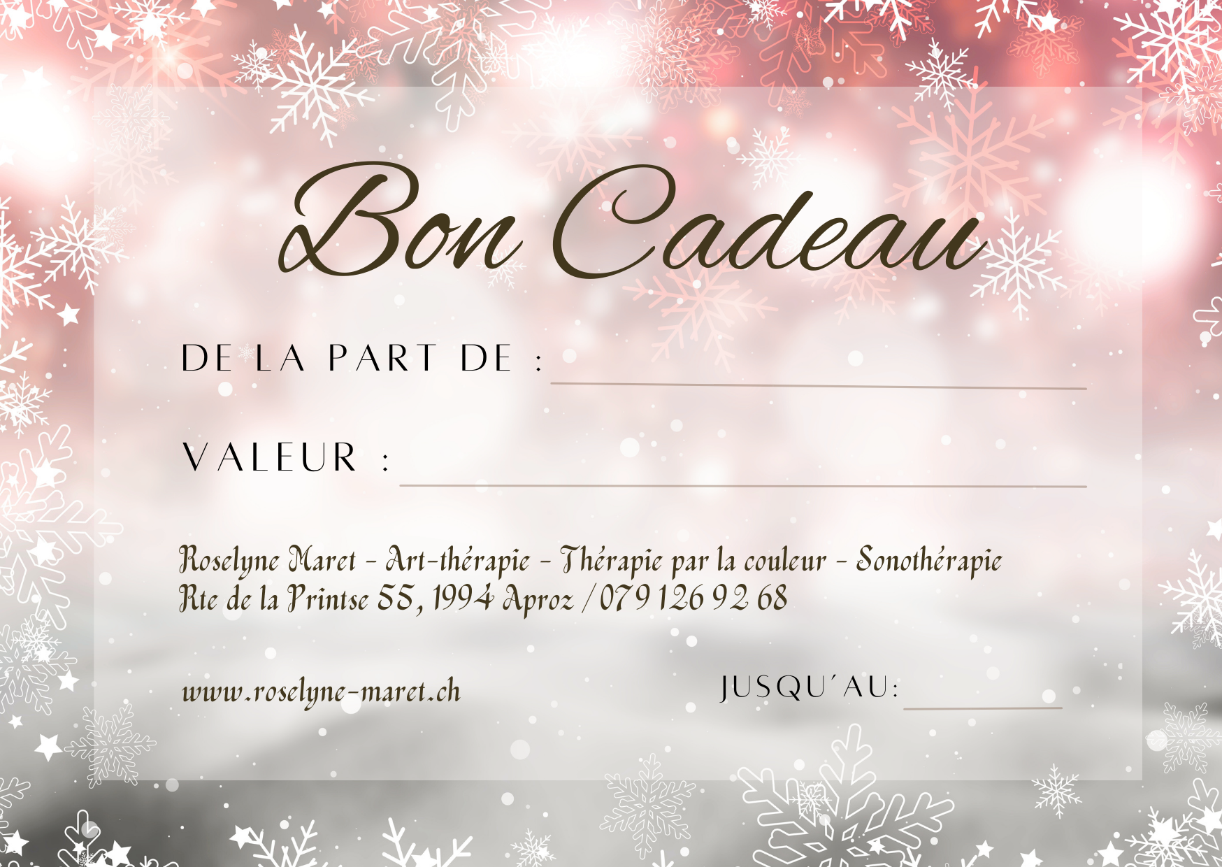 Bon cadeau art-thérapie, chromothérapie et sonothérapie Sion - Valable 2 ans