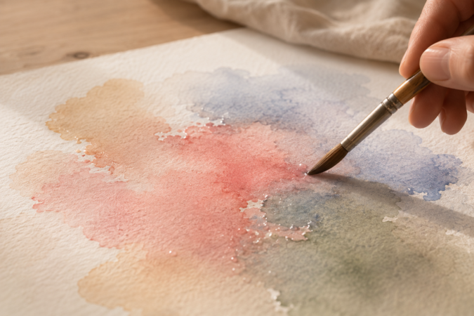 Aquarelle sur papier mouillé - Roselyne Maret, thérapeute à Sion