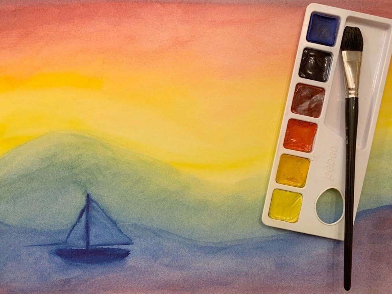 Peinture aquarelle sur papier mouillé